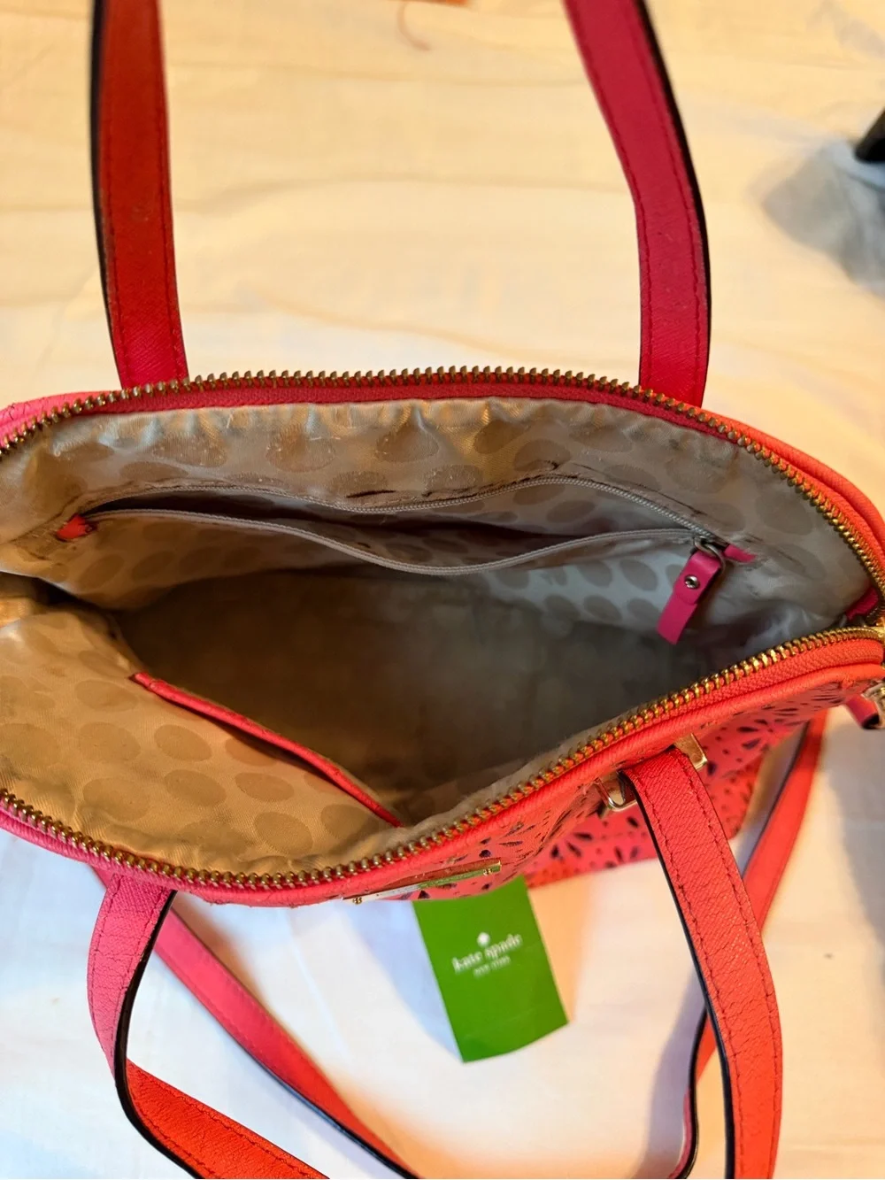 Vintage kate spade Coral Pink Laser-Cut Floral Shoulder Bag